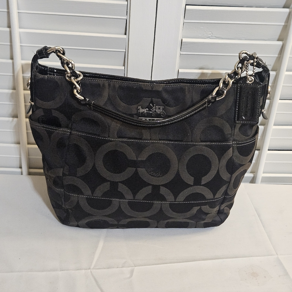 Coach Black Signature Madison Tribeca Chain-Handle Shoulder Bag